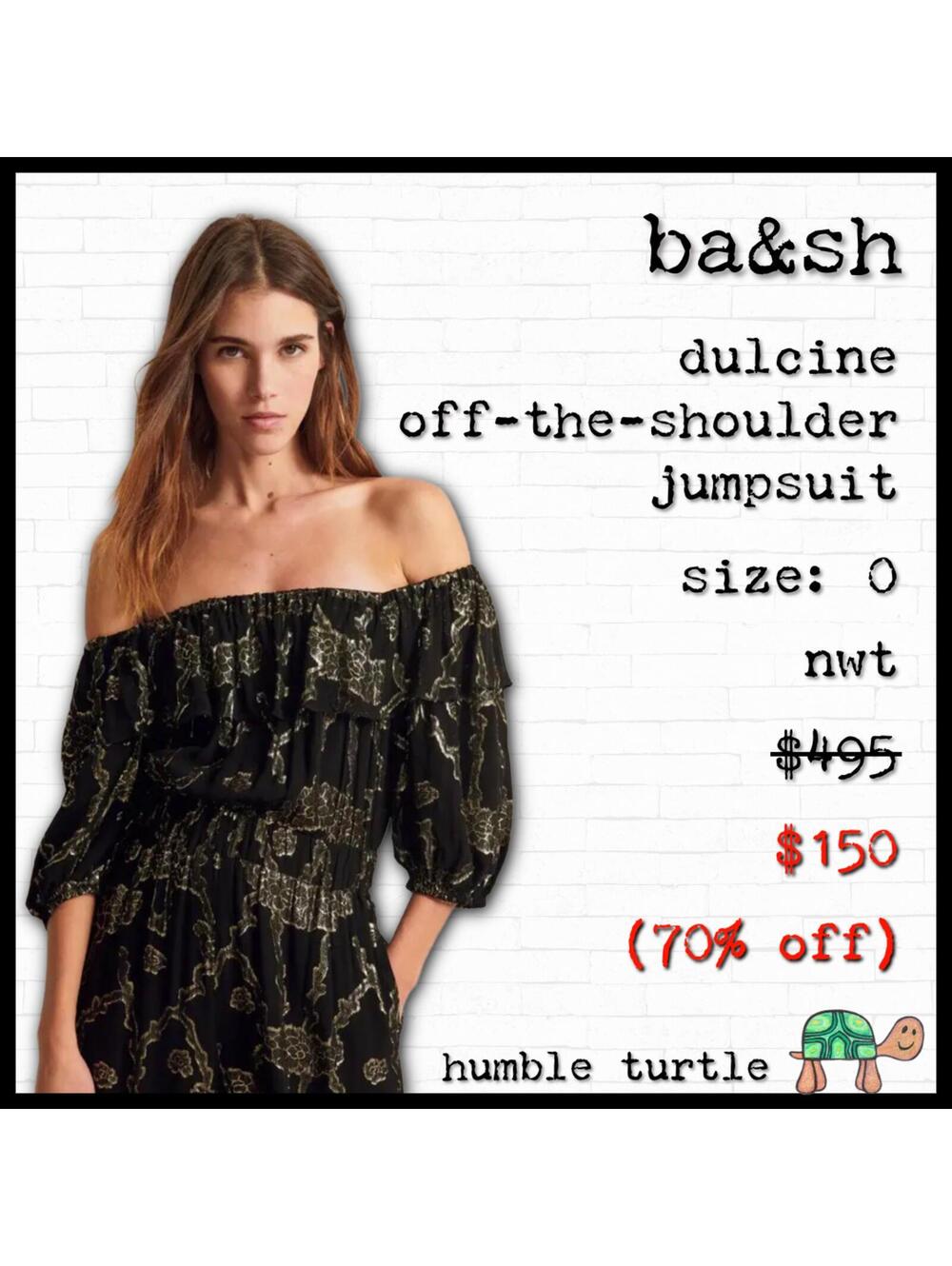 ba&sh Dulcine Off-The-Shoulder Jumpsuit * Size 0 XS * NWT